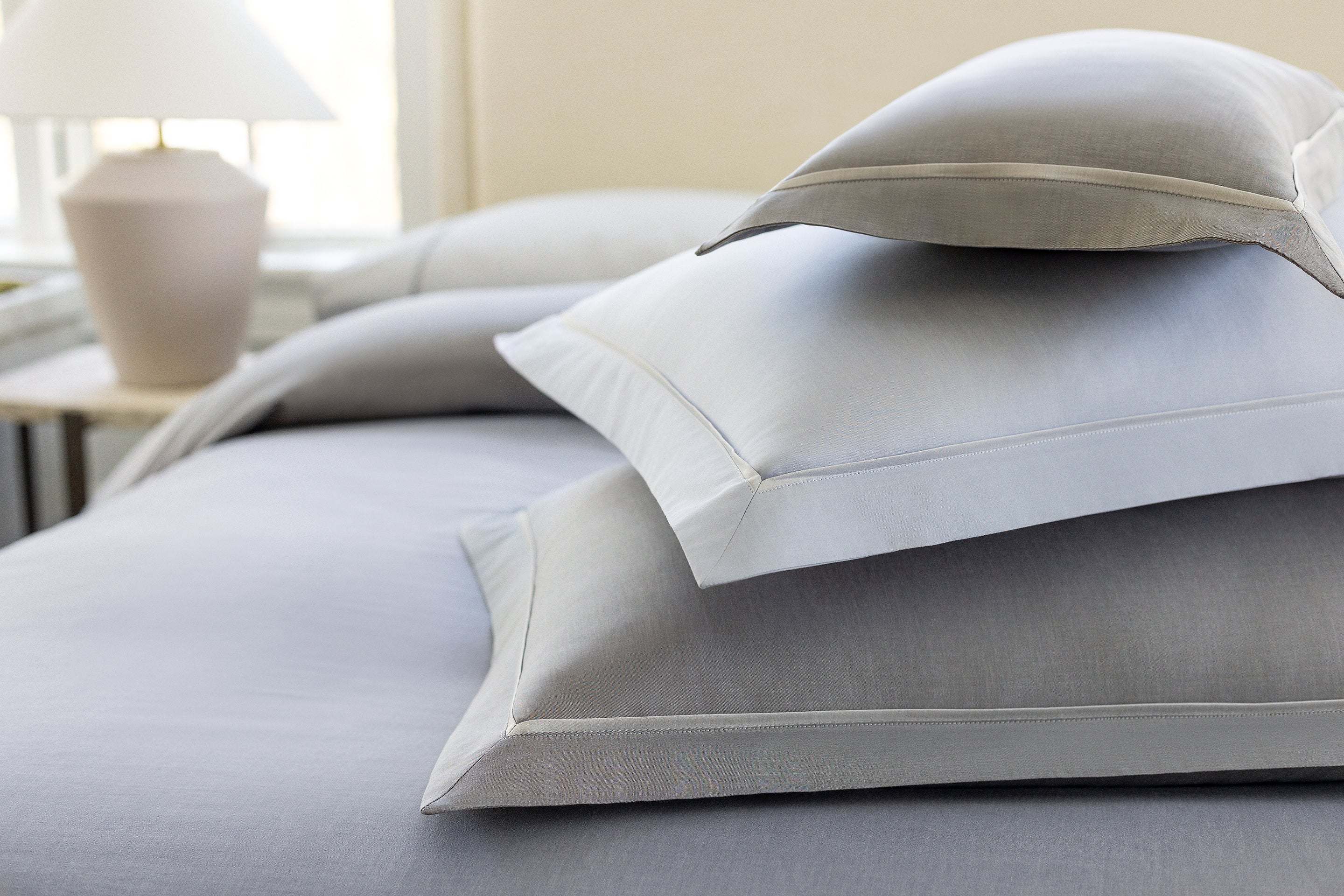 Alistair pillow shams in cielo and shadow