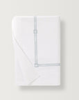 Lisetta Flat sheet with close up detail of the embroidery pattern in the color champagne