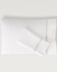 Lisetta Pillowcase with close up detail of embroidery pattern in the color cloud