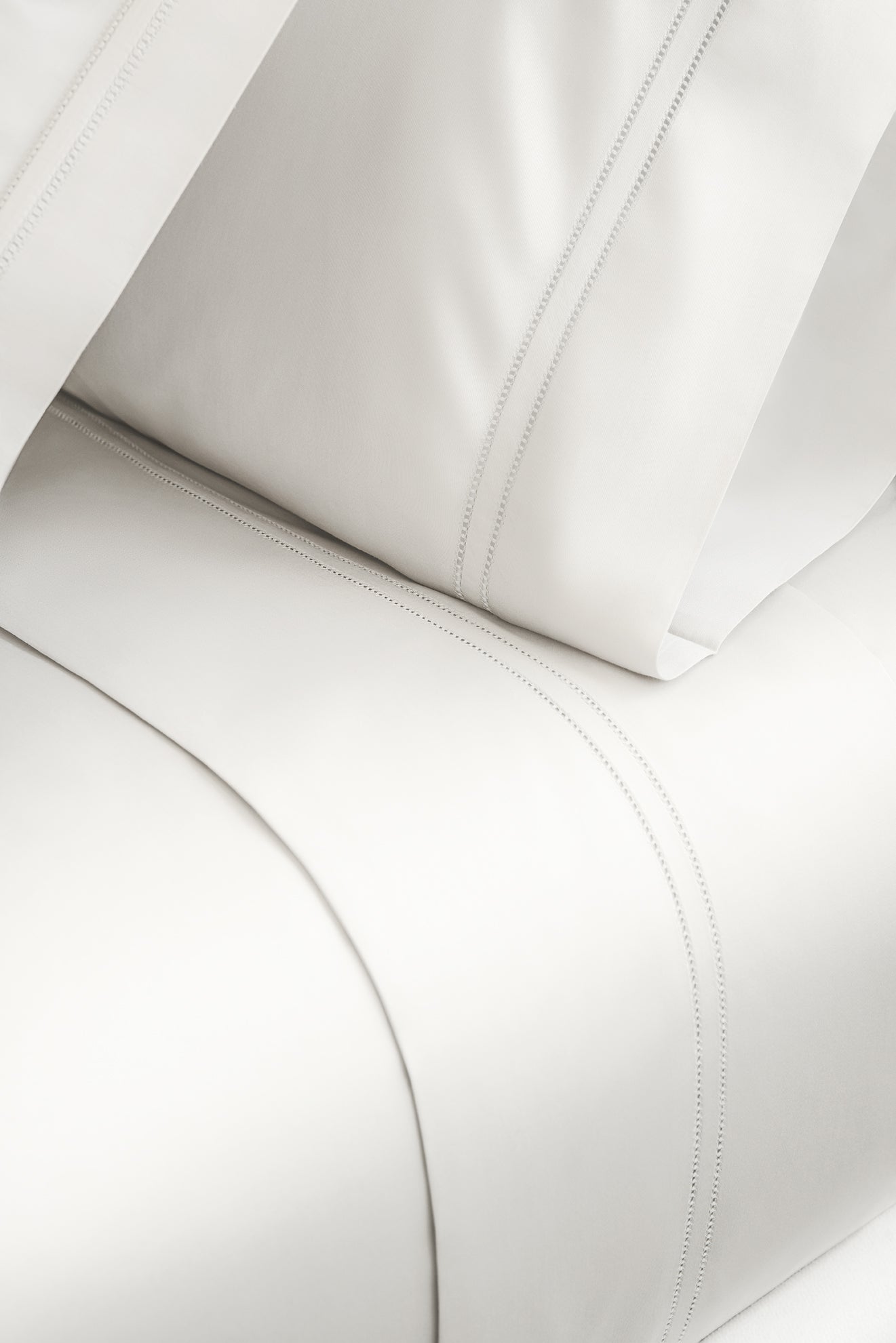 double hemstitch detail of Lucea Sea Island in white