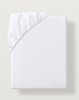 Lucea sea island cotton fitted sheet with all around elastic skirt. Fits mattresses up to 17" deep