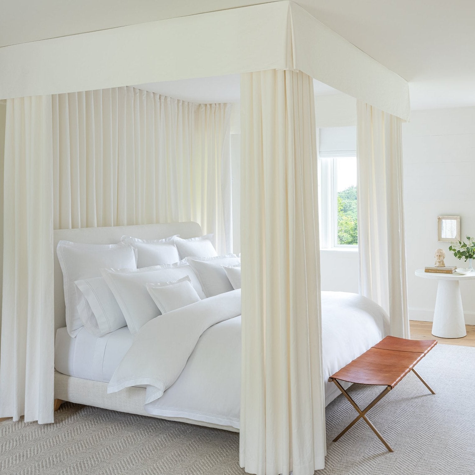 Our white Lucea duvet cover, crafted from the worlds rarest cotton