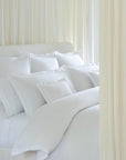 Detail shot of the Lucea Pillowcases and Shams in white