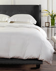 classic natural percale knife-edged duvet cover features a classic hemstitch in the color ivory