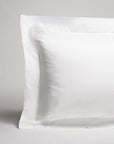 classic natural percale sham in color white with 3 inch hemstitch flange on four sides