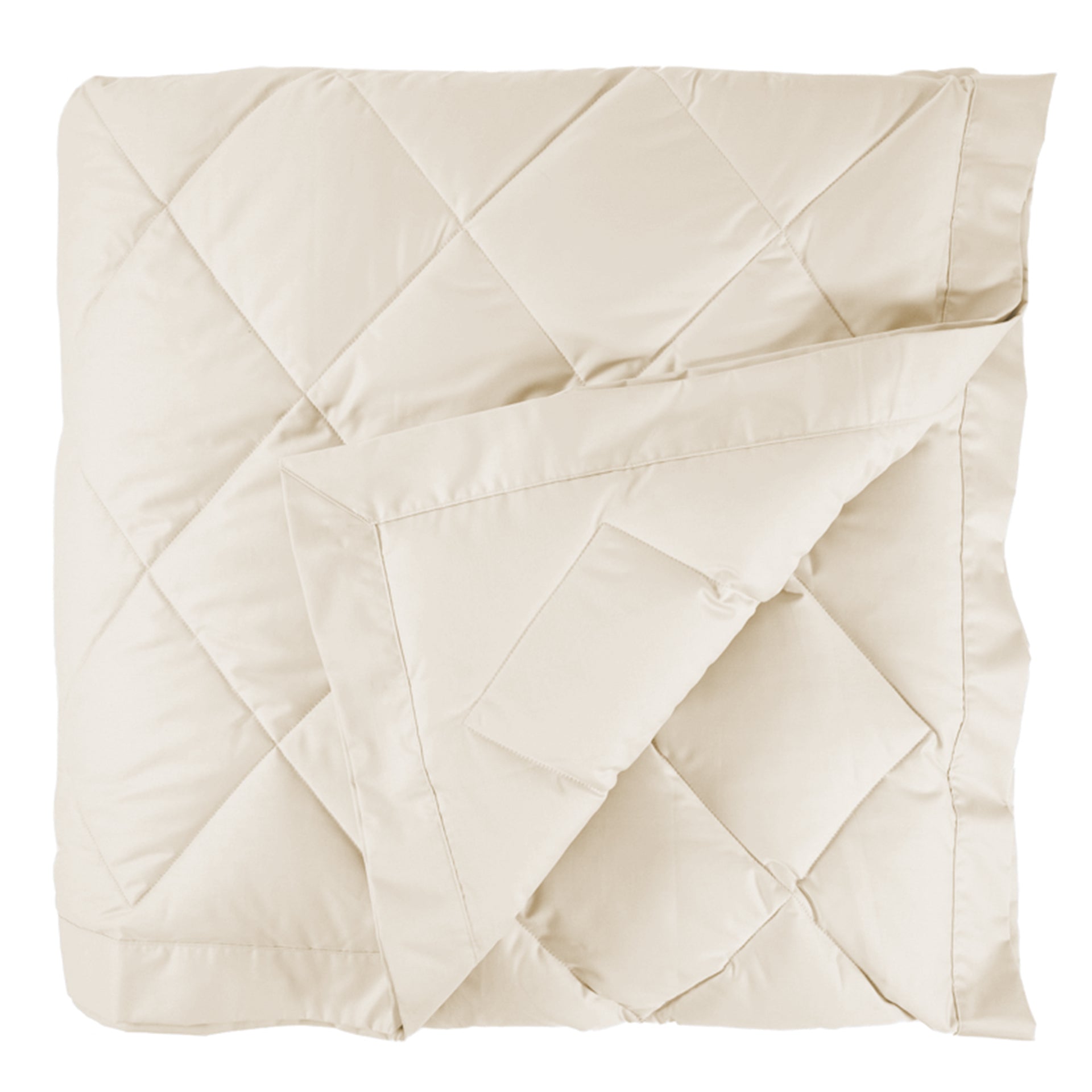 scandia home down blanket in the color ivory, folded 