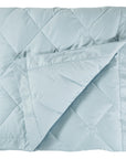 scandia home down blanket in the color rain, folded