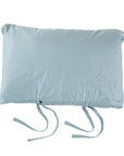 scandia home down travel attache covered in a sateen cotton in color rain, the perfect travel companion,