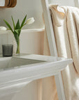 close up detail of indulgence towels, made of 100% extra long staple egyptian cotton, in the color ivory