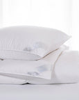 scandia home salzburg comforter folded with salzburg pillow on top