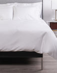 savoia cotton stripe sateen duvet cover in white 