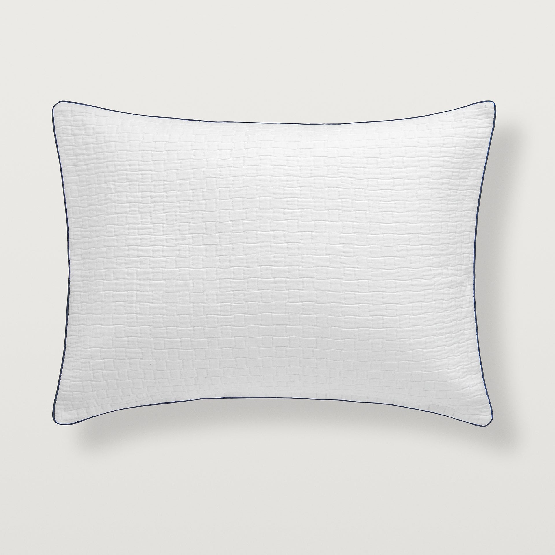 Portia standard sham with the navy blue piping #color_navy