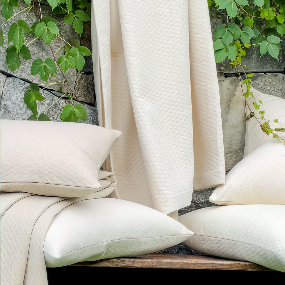 Close up detail of Ravello's beautiful pattern in the colors linen and pearl