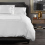 arezzo duvet cover with a chain embroidered detail shown in color shadow & white 