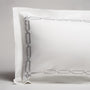 arezzo embroidered sham in the color shadow with a frame style pattern featuring 15" repeats, #color_shadow & white