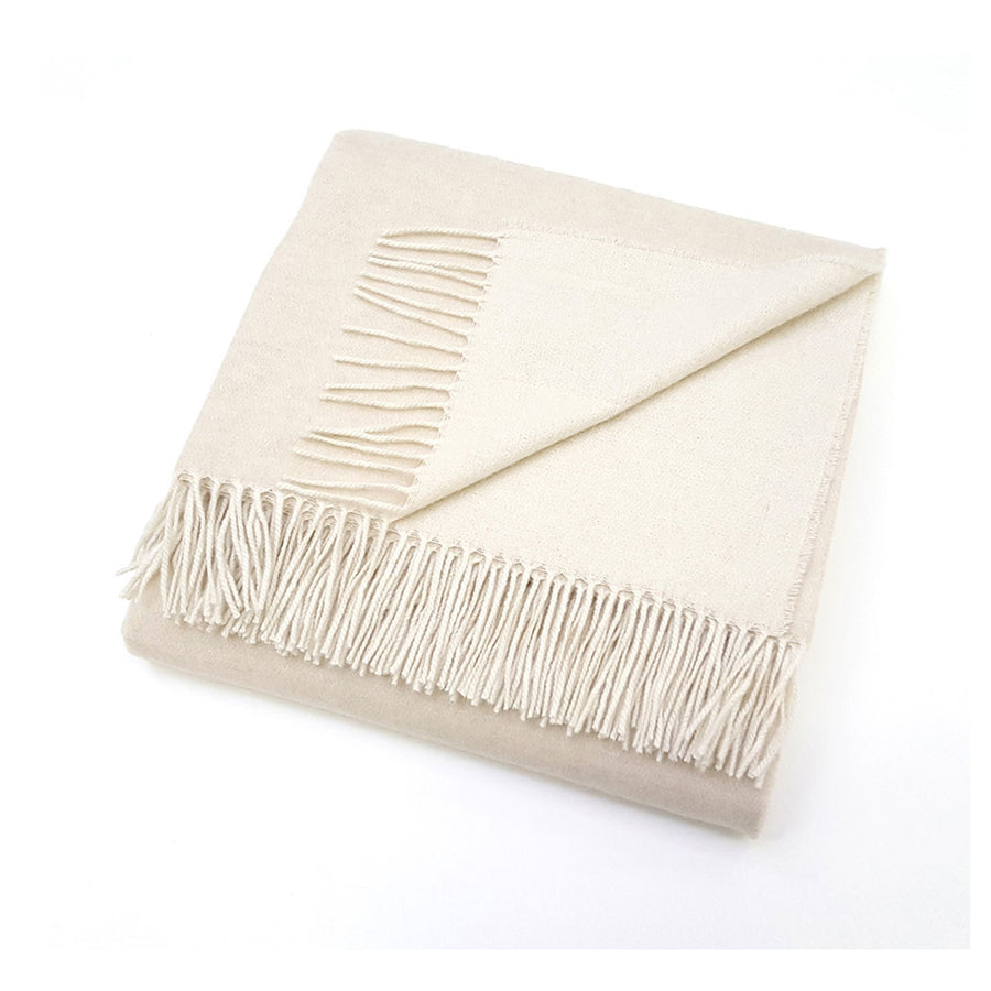 scandia home deborah cashmere throw, reversible beige and ivory with fringe finish, #color_beige & ivory