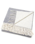 scandia home deborah cashmere throw, reversible grey and ivory with fringe finish, #color_grey & ivory