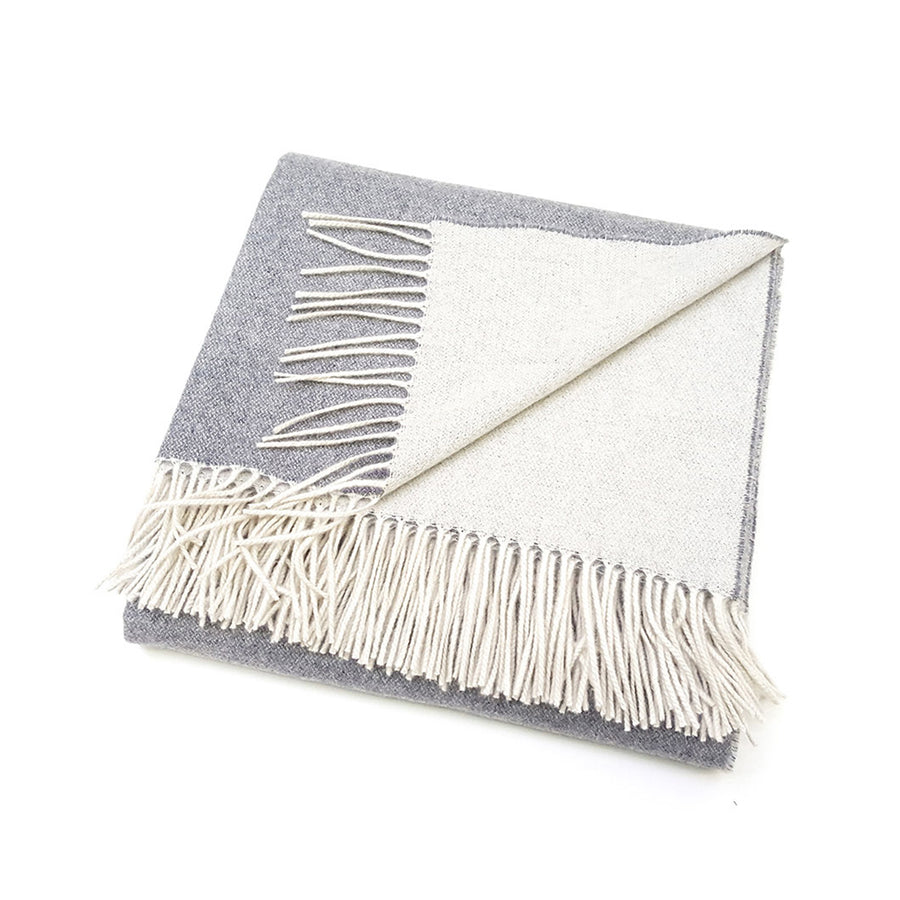 scandia home deborah cashmere throw, reversible grey and ivory with fringe finish, #color_grey & ivory