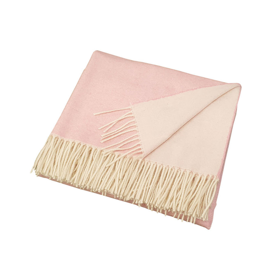 scandia home deborah cashmere throw, reversible petal and ivory with fringe finish, #color_petal & ivory