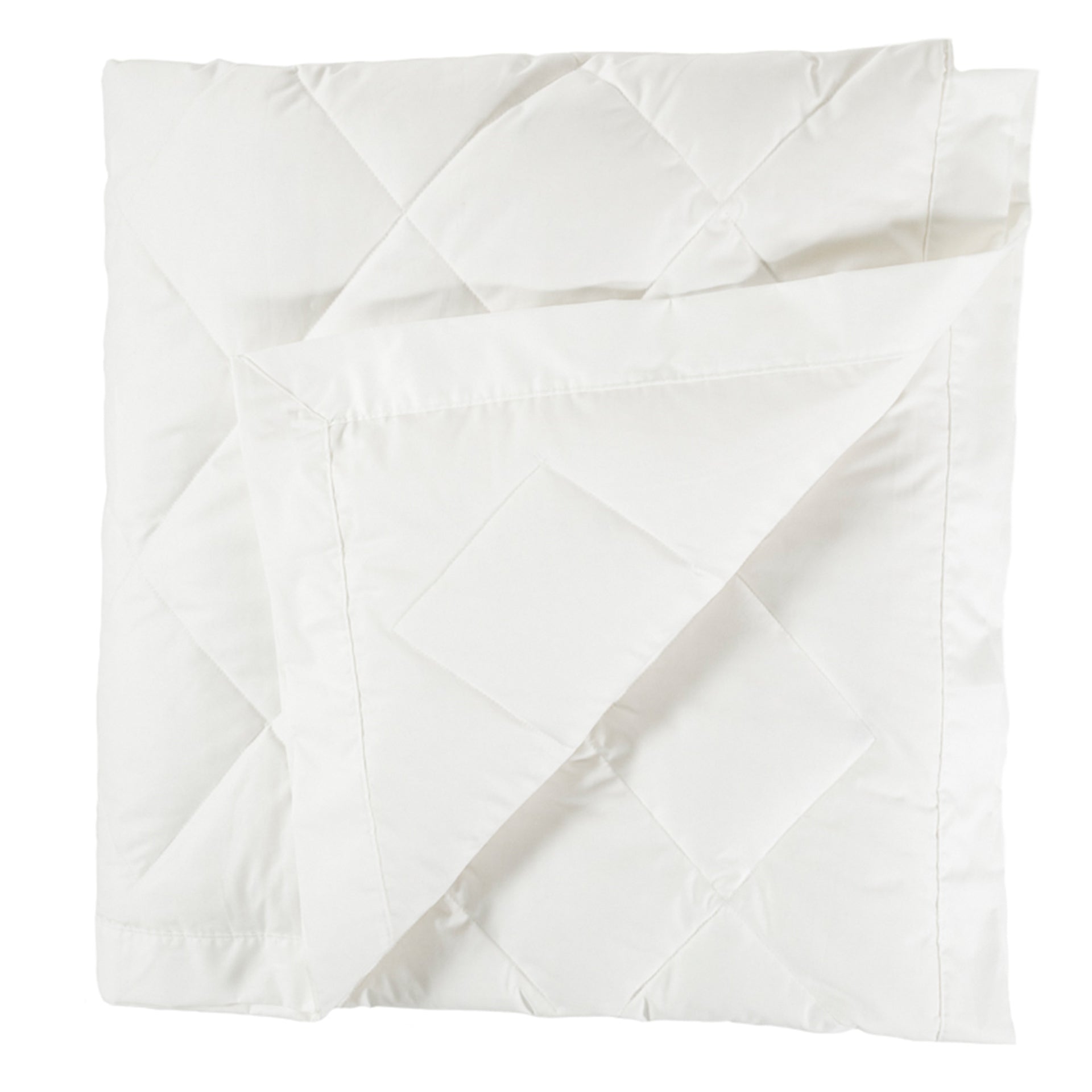 scandia home down blanket in the color white folded 