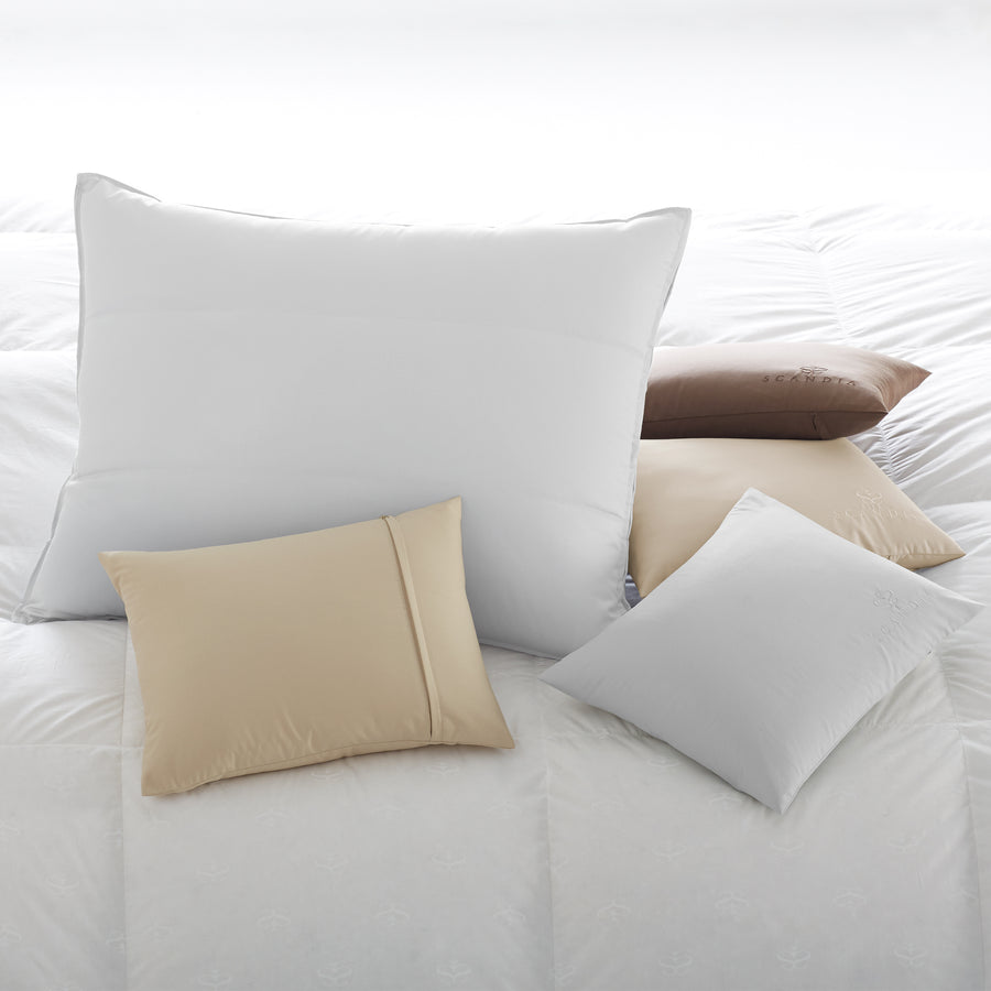 our hotel pillow cover slips over any standard-size pillow and is encased in 300-thread-count Egyptian cotton sateen 