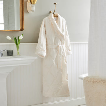 scandia home down robe in the color ivory