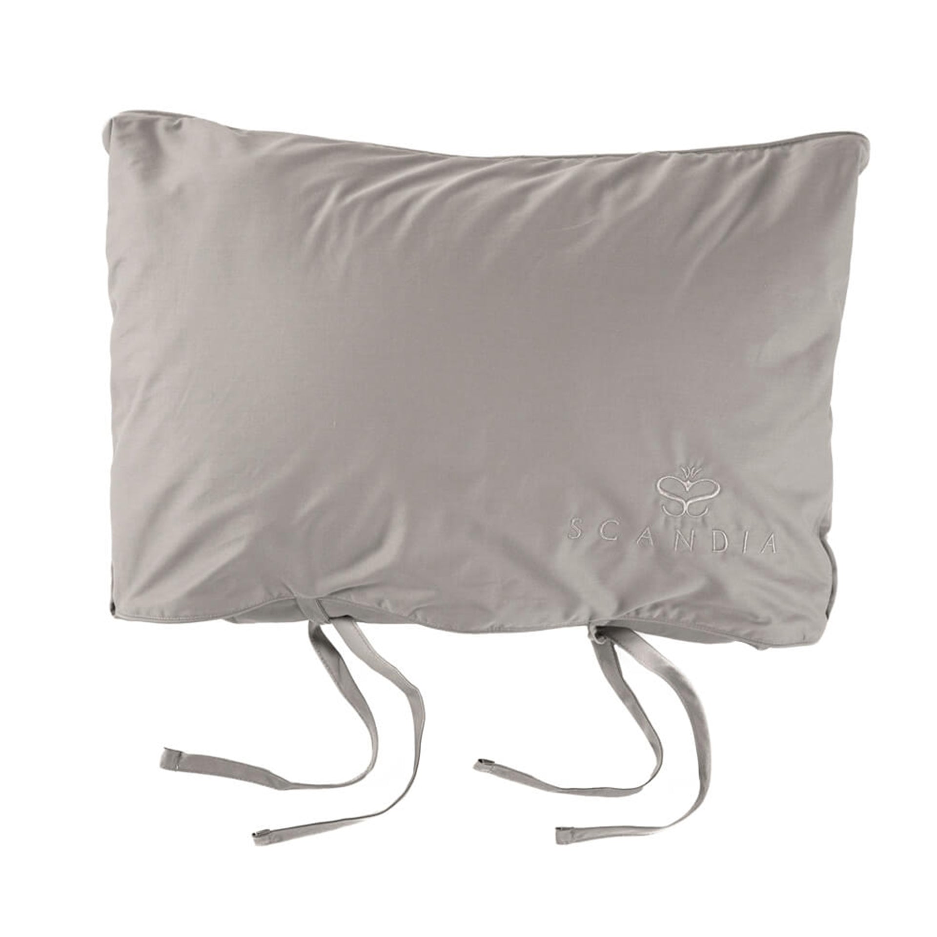 scandia home down travel attache covered in a sateen cotton in color shale, the perfect travel companion, 
