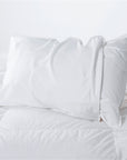 the travel pillow fits perfectly inside the zippered pillowcase of silky-smooth 300 thread count egyptian cotton