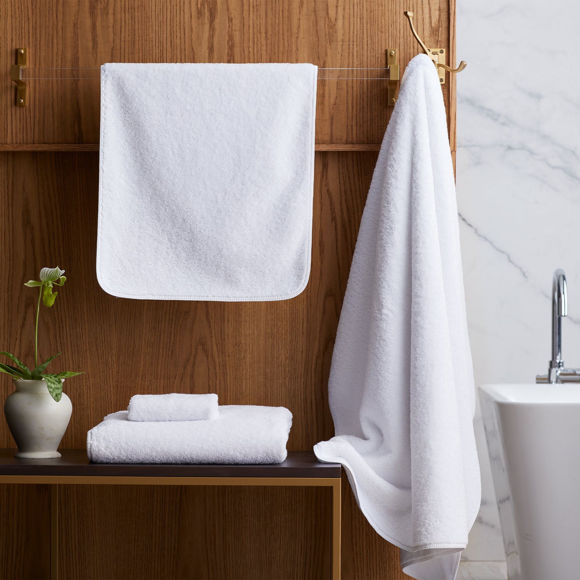 scandia home's most popular set of towels, our indulgence towels in white