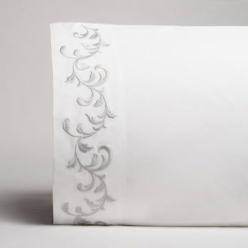 san remo embroidered pillowcase in color shadow & white with a 5 inch hemstitch finish. sold in pairs, #color_shadow & white