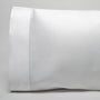 savoia sateen pillowcases have a 4 inch hemstitch finish and offered in three color ways-white, ivory and shadow