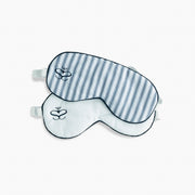 Each mask is crafted from 100% cotton (brushed for softness) and reverses from classic white to a traditional ticking stripe pattern. #color_white & navy